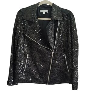 Adyson Parker Sequin Black Moto Jacket
